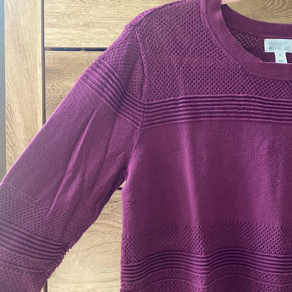 Market & Spruce - Rowan Textured Cotton Blend Sweater - Purple - Medium - Picture 4 of 7